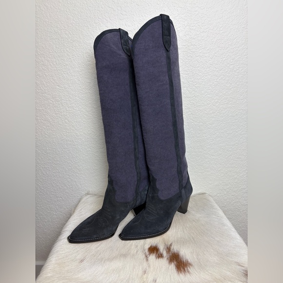 Isabel Marant Women's navy and Gray Knee-High Boots $1650 - Picture 2 of 7
